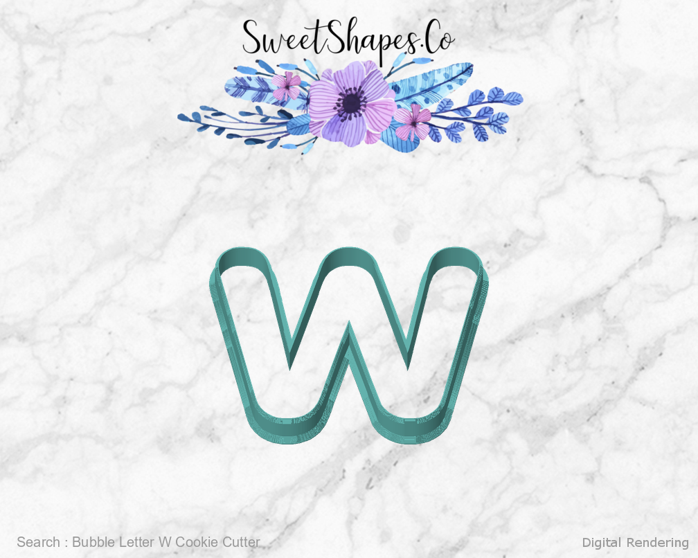 Bubble Letter W Cookie Cutter — front view