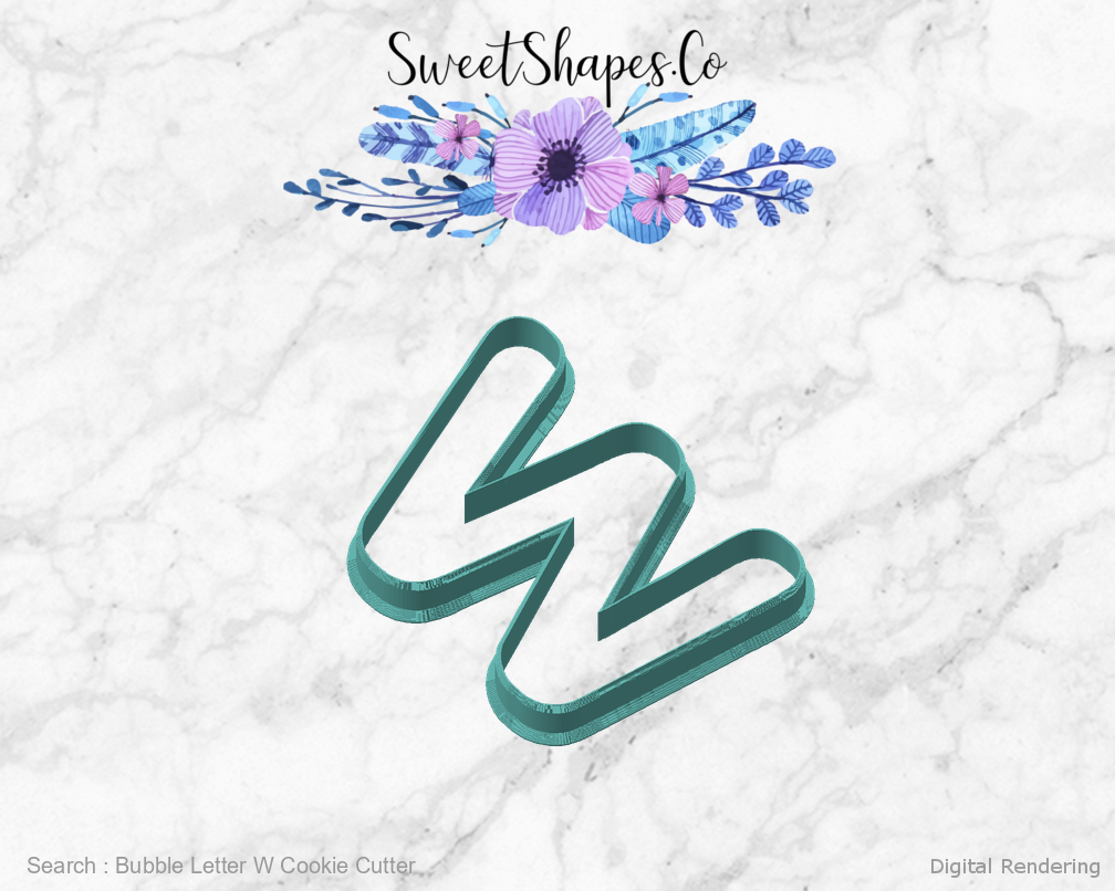 Bubble Letter W Cookie Cutter — angled front view