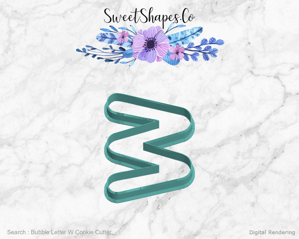 Bubble Letter W Cookie Cutter — left view