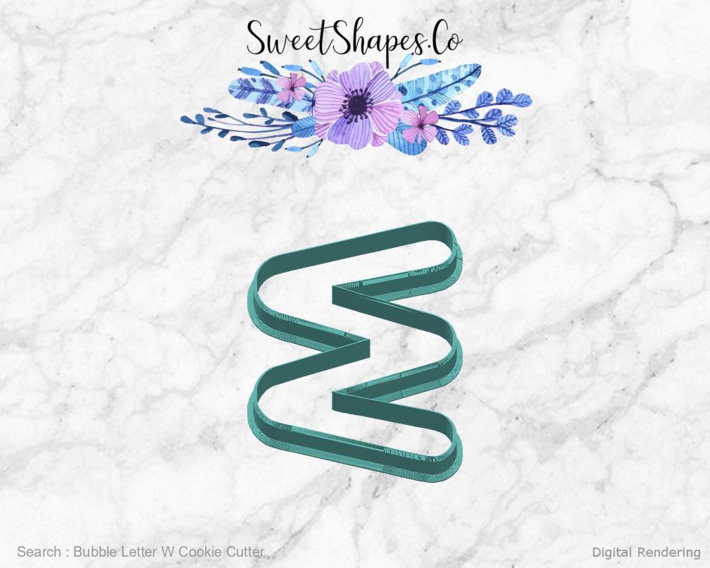 Bubble Letter W Cookie Cutter — right view