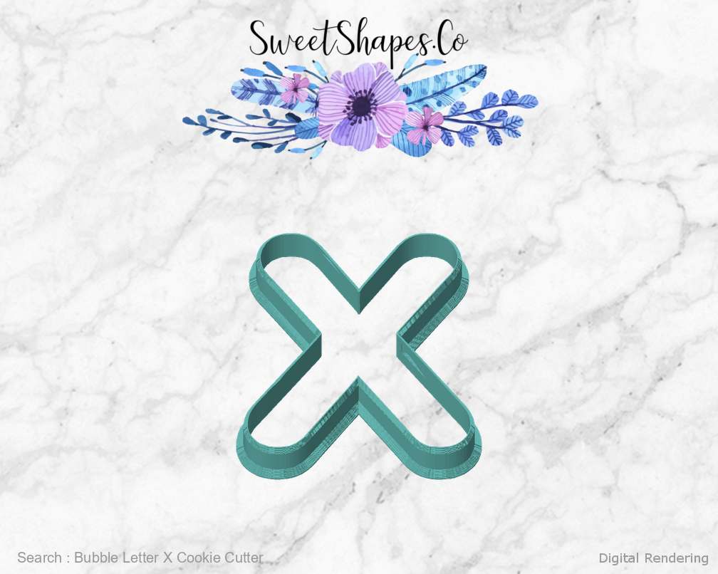 Bubble Letter X Cookie Cutter — front view