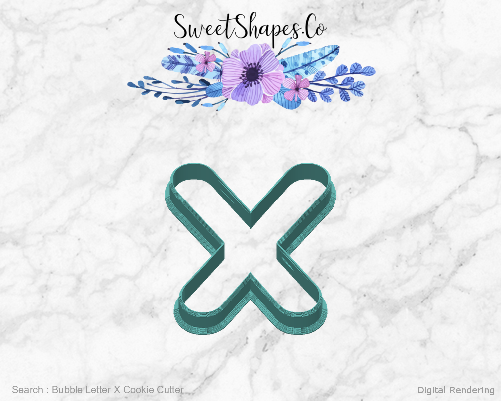 Bubble Letter X Cookie Cutter — back view