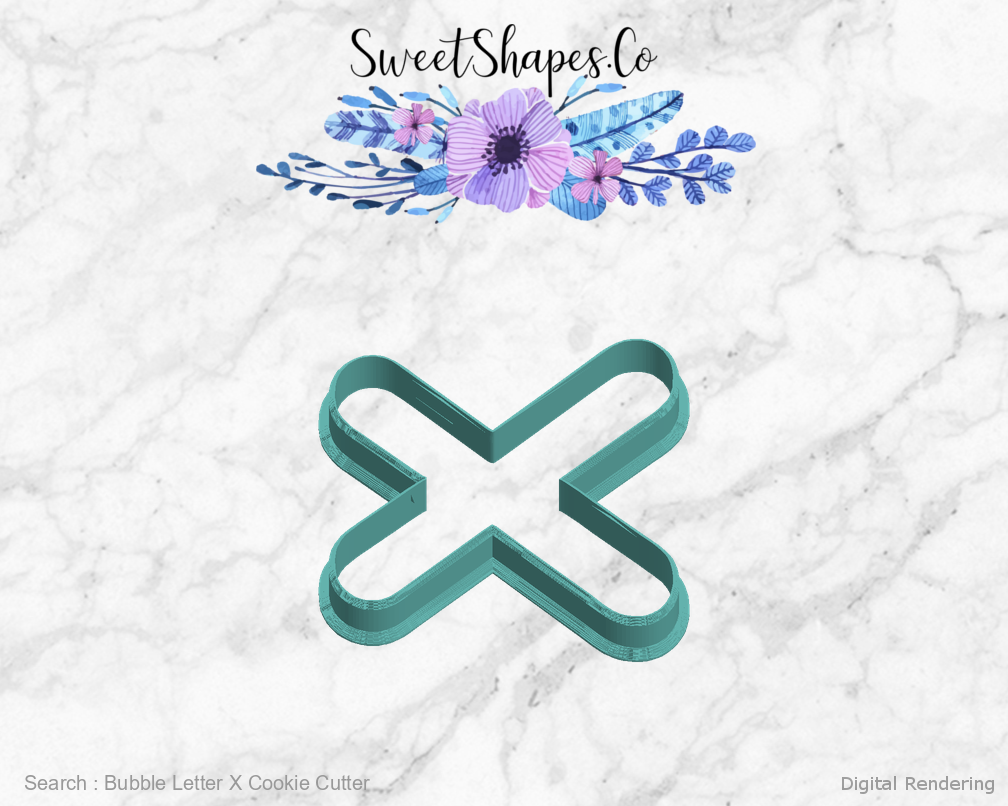 Bubble Letter X Cookie Cutter — left view