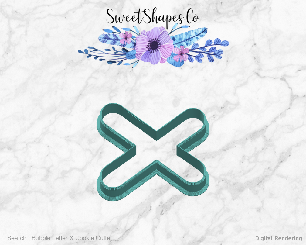 Bubble Letter X Cookie Cutter — right view