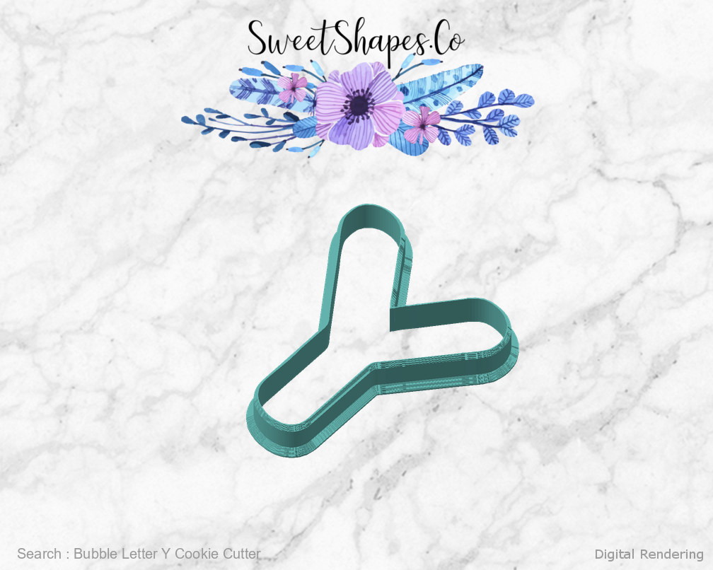 Bubble Letter Y Cookie Cutter — angled front view
