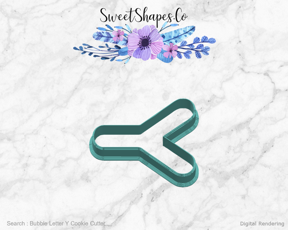 Bubble Letter Y Cookie Cutter — right view