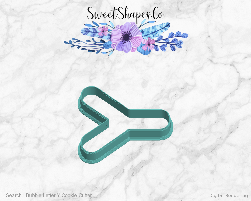 Bubble Letter Y Cookie Cutter — left view