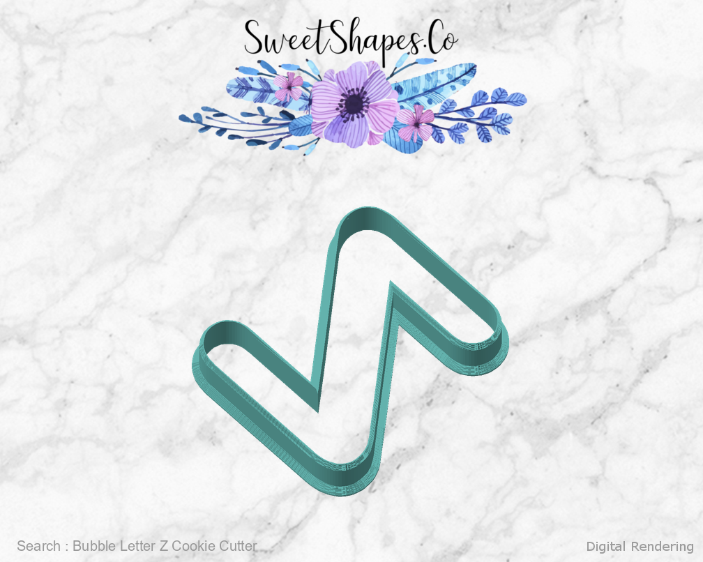 Bubble Letter Z Cookie Cutter — angled front view