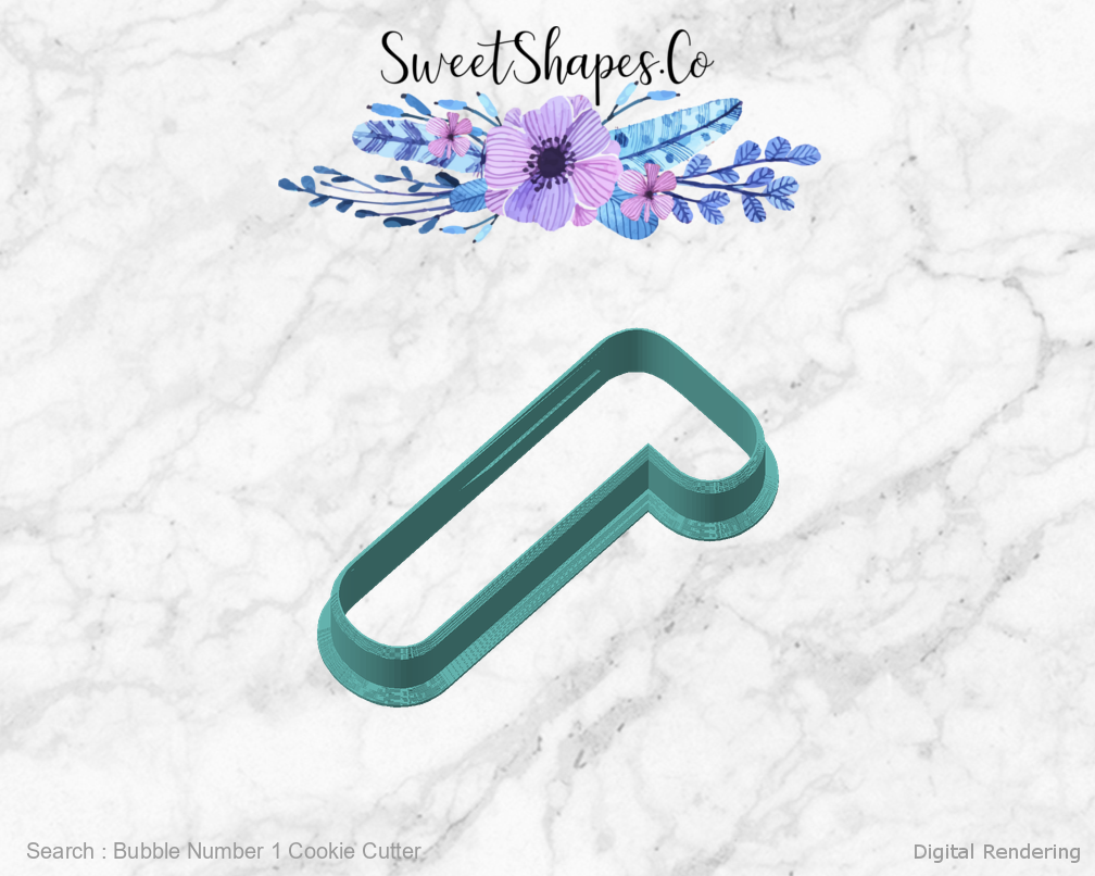 Bubble Number 1 Cookie Cutter — angled front view