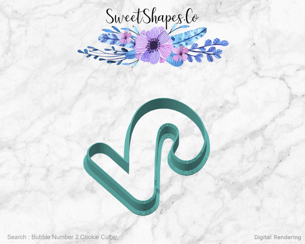 Bubble Number 2 Cookie Cutter — angled front view