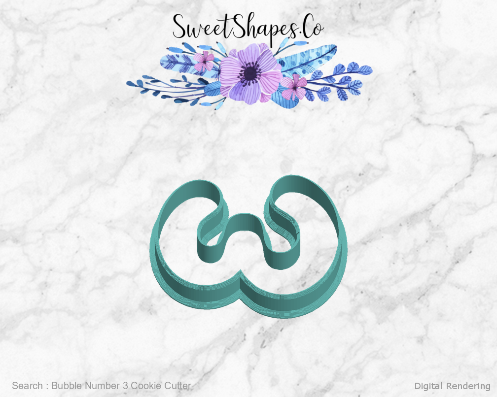 Bubble Number 3 Cookie Cutter — left view