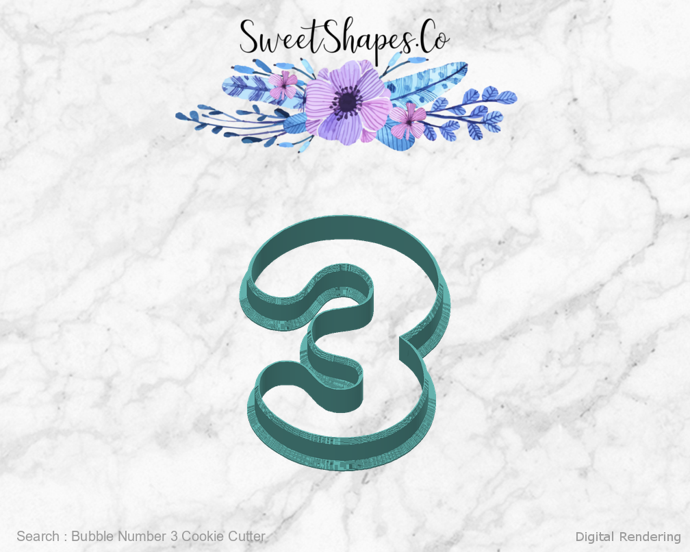 Bubble Number 3 Cookie Cutter — back view