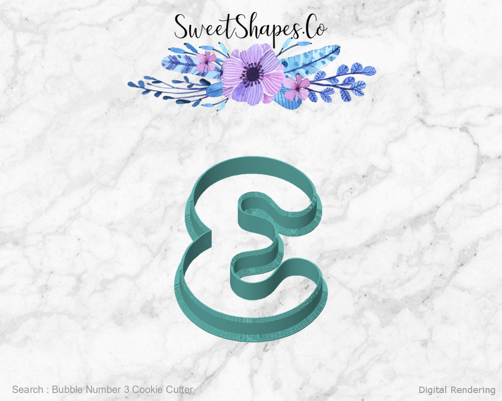 Bubble Number 3 Cookie Cutter — front view