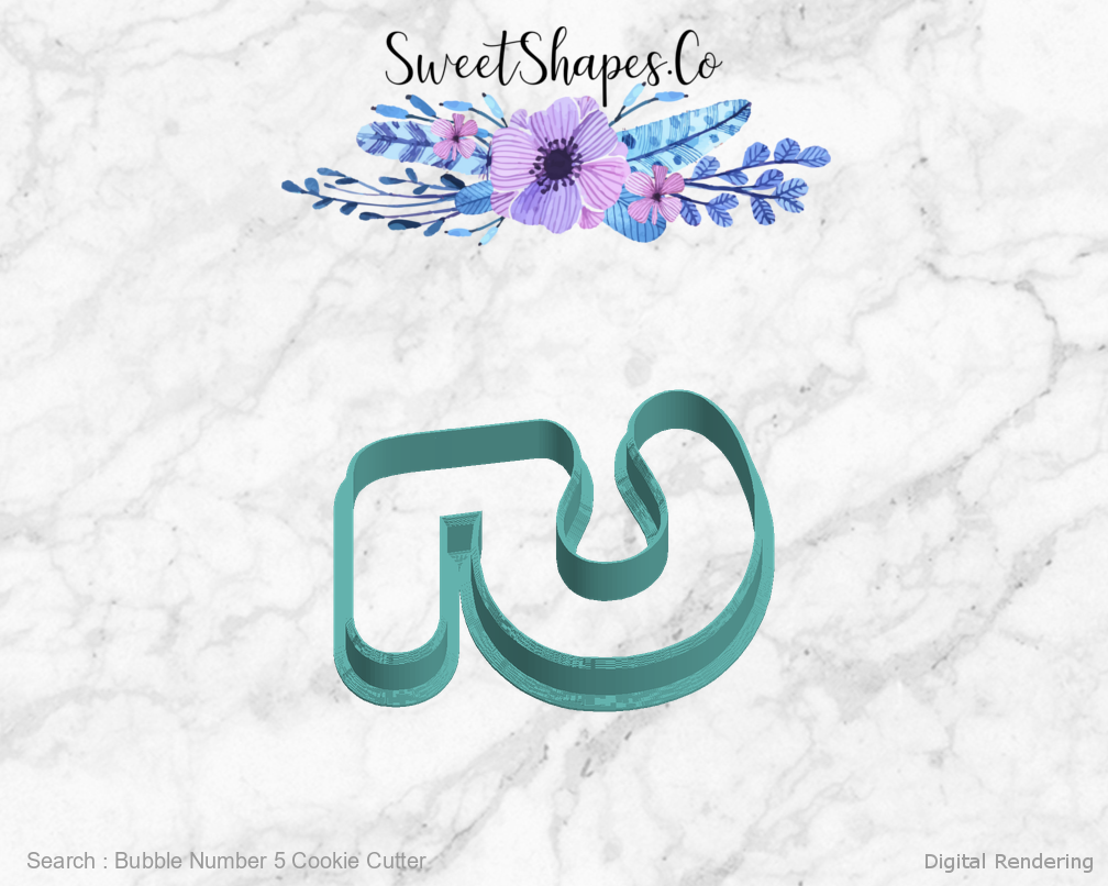 Bubble Number 5 Cookie Cutter — left view