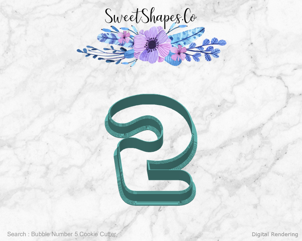 Bubble Number 5 Cookie Cutter — back view