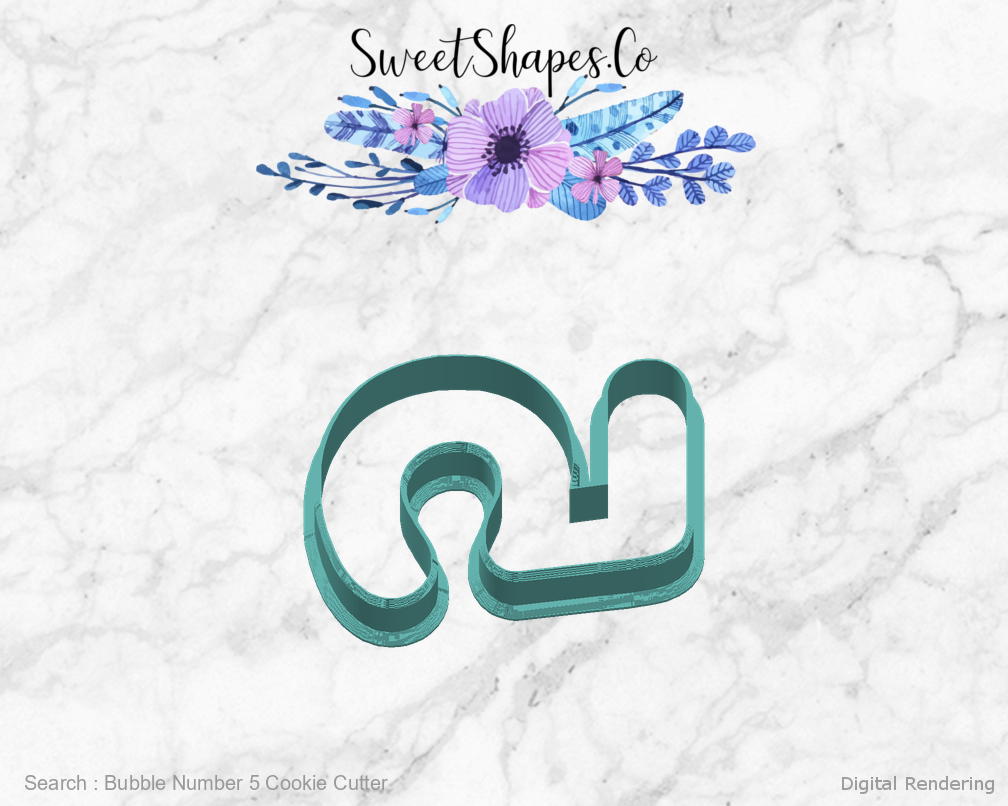 Bubble Number 5 Cookie Cutter — right view