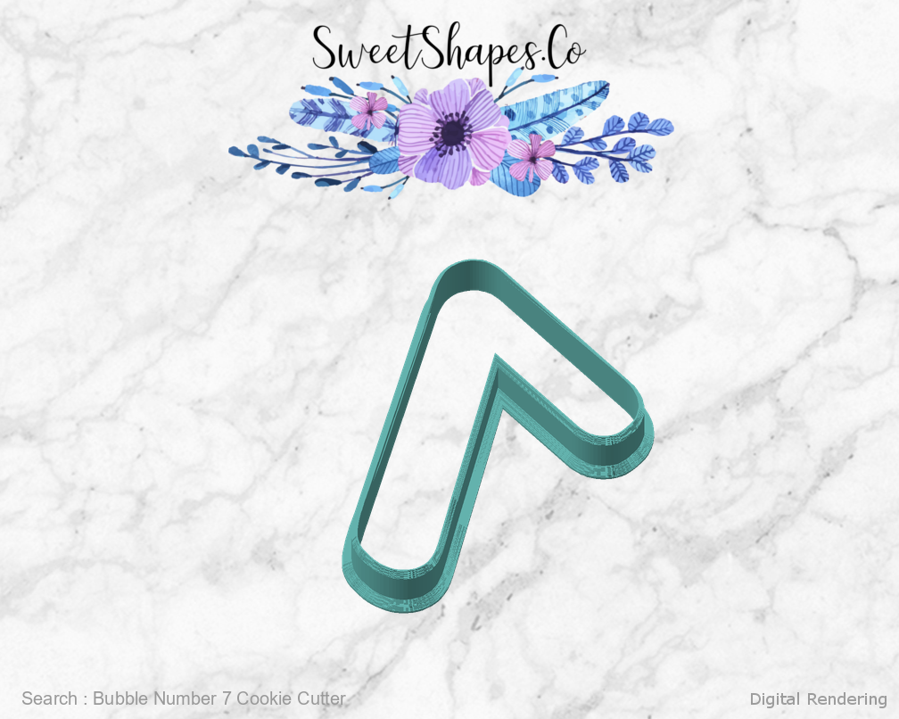 Bubble Number 7 Cookie Cutter — angled front view