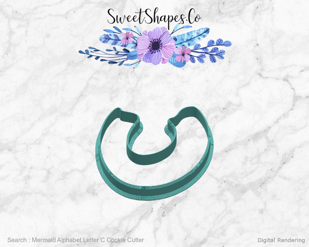 Mermaid Alphabet Letter C Cookie Cutter — right view