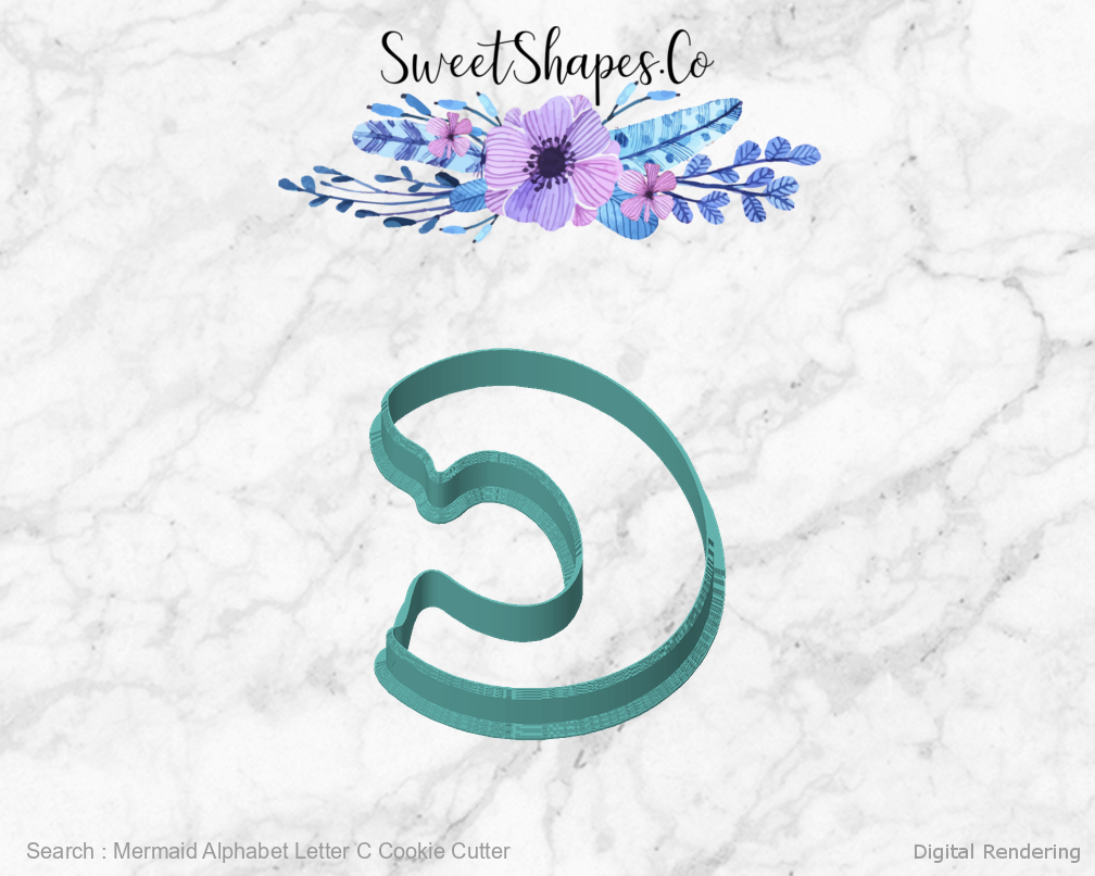 Mermaid Alphabet Letter C Cookie Cutter — front view