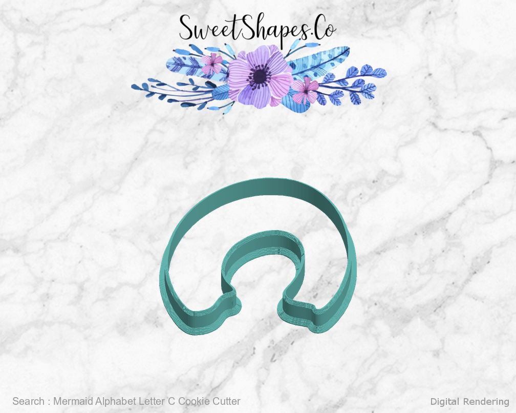 Mermaid Alphabet Letter C Cookie Cutter — left view