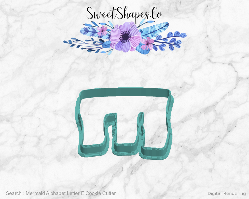 Mermaid Alphabet Letter E Cookie Cutter — left view