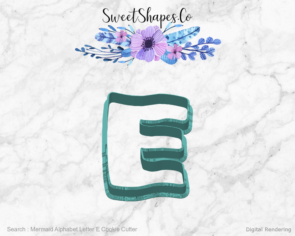 Mermaid Alphabet Letter E Cookie Cutter — back view