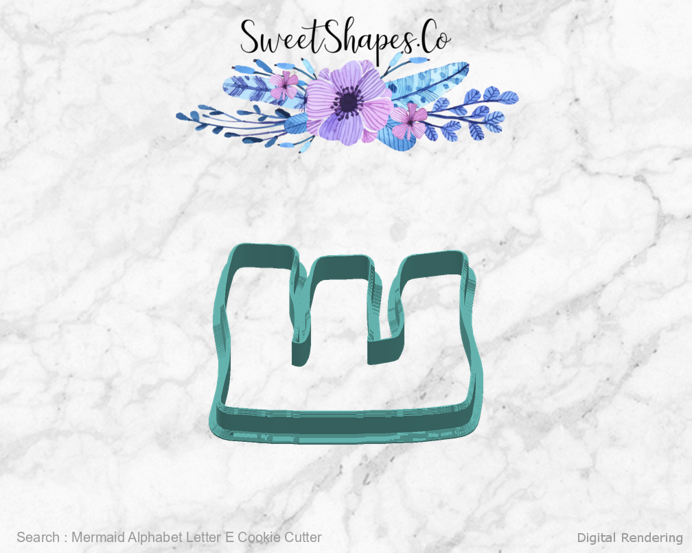 Mermaid Alphabet Letter E Cookie Cutter — right view