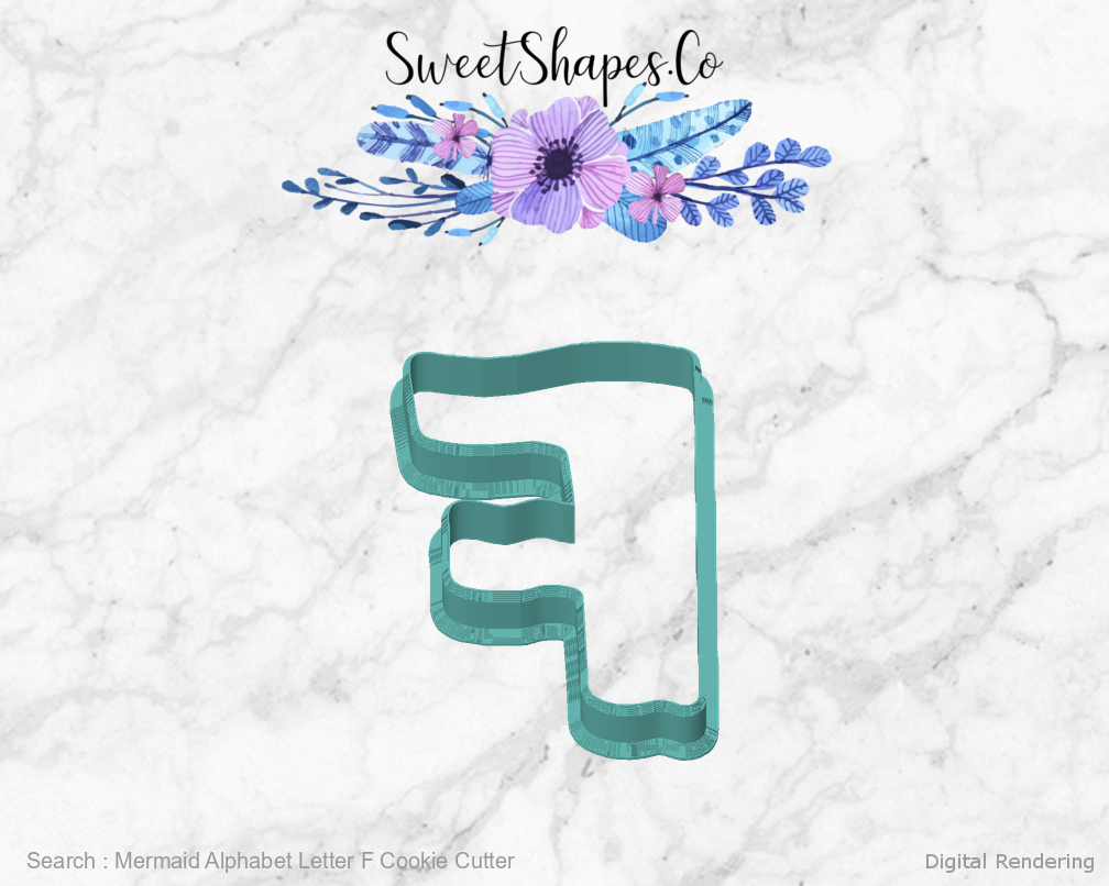 Mermaid Alphabet Letter F Cookie Cutter — front view