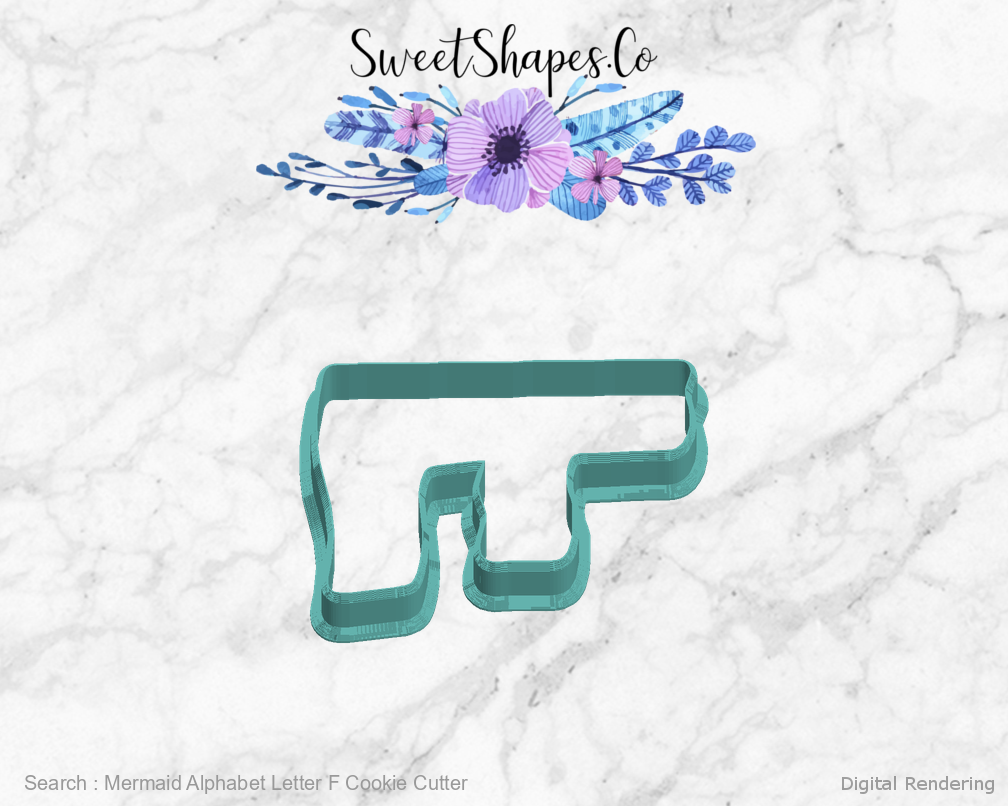 Mermaid Alphabet Letter F Cookie Cutter — left view