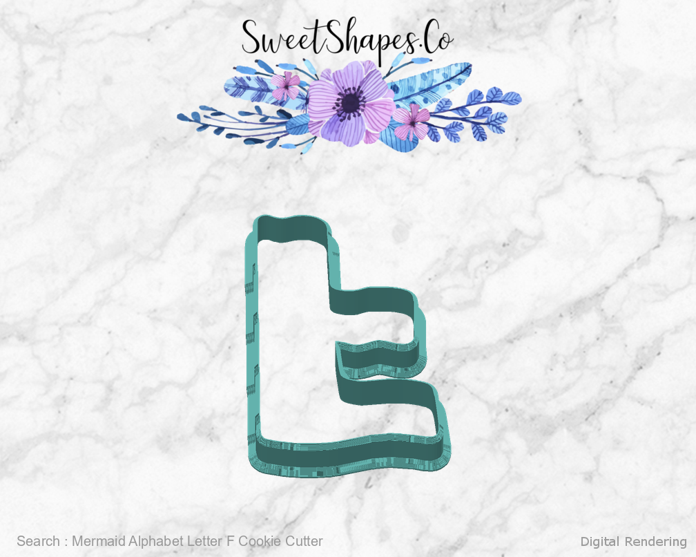 Mermaid Alphabet Letter F Cookie Cutter — back view