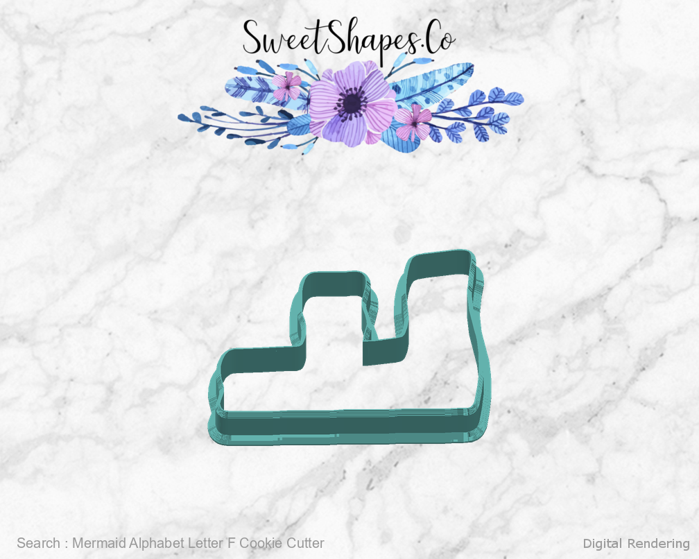 Mermaid Alphabet Letter F Cookie Cutter — right view