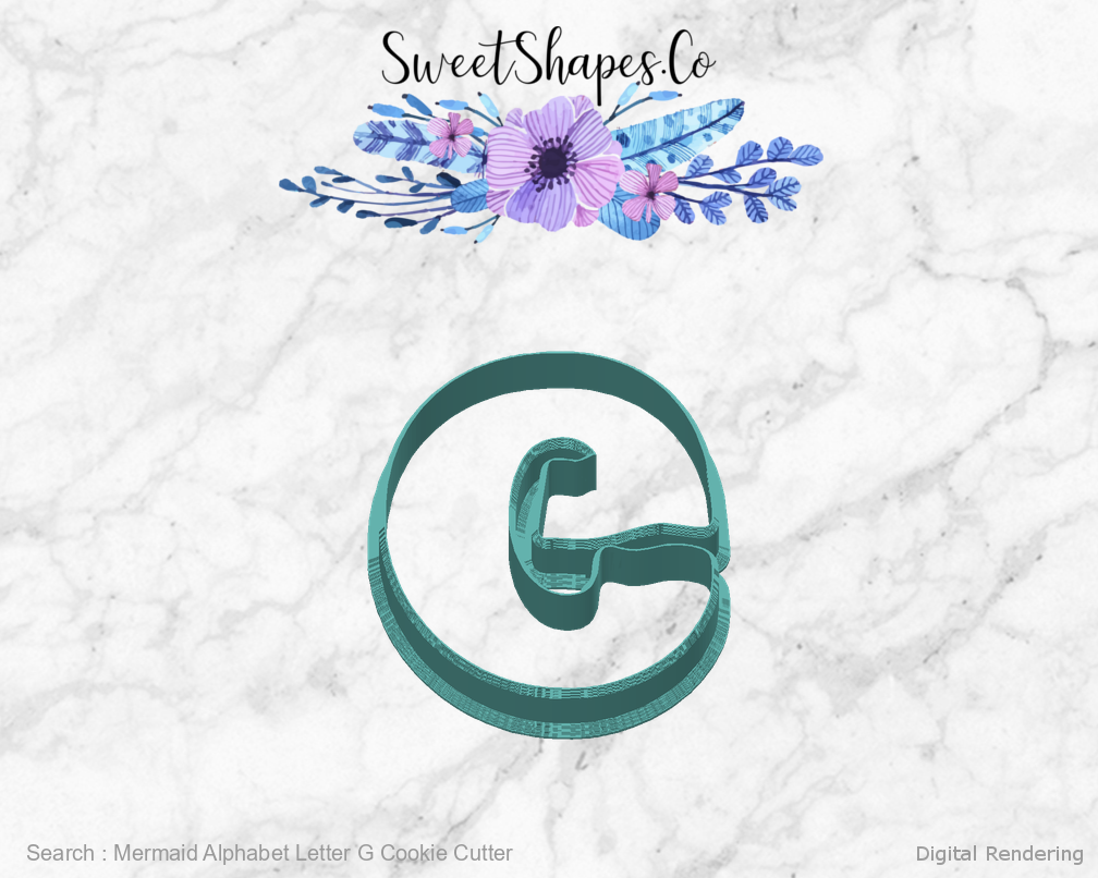 Mermaid Alphabet Letter G Cookie Cutter — back view