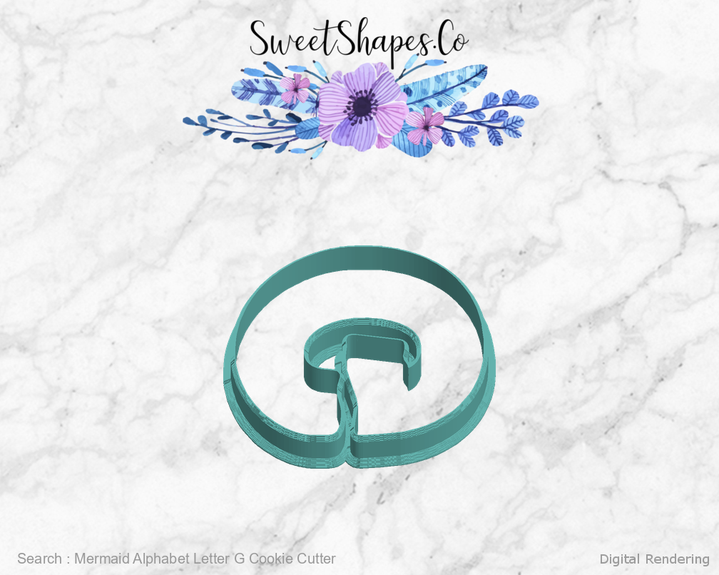 Mermaid Alphabet Letter G Cookie Cutter — left view