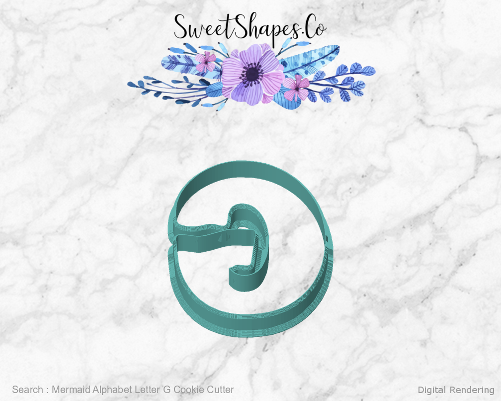 Mermaid Alphabet Letter G Cookie Cutter — front view