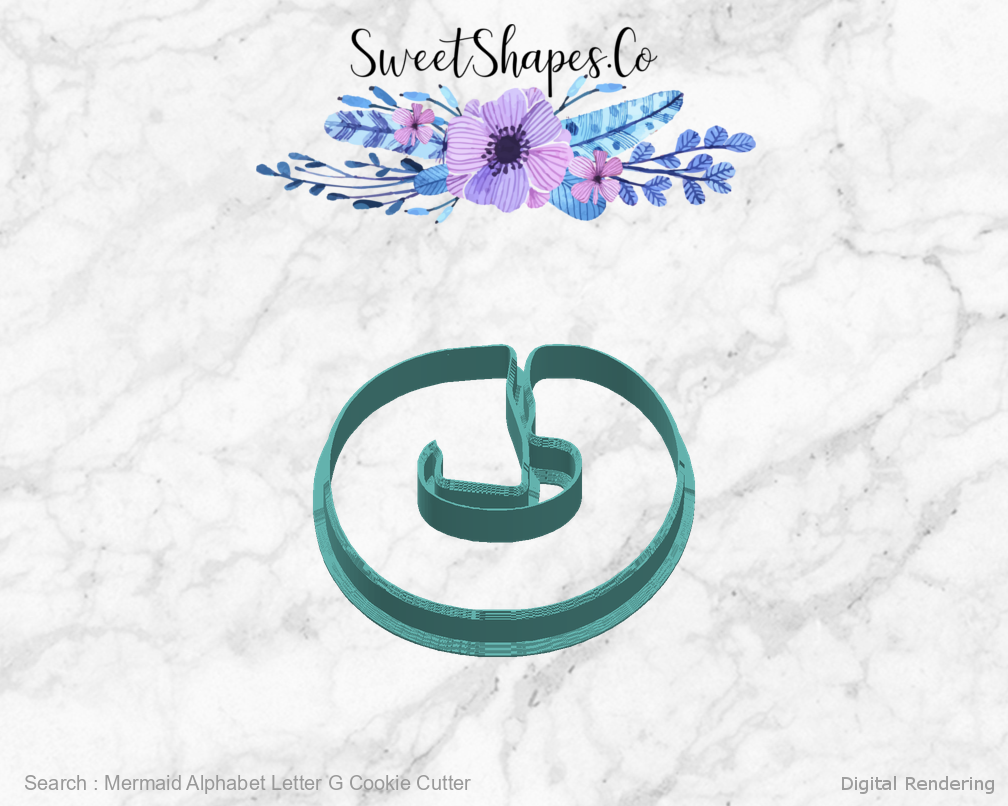 Mermaid Alphabet Letter G Cookie Cutter — right view