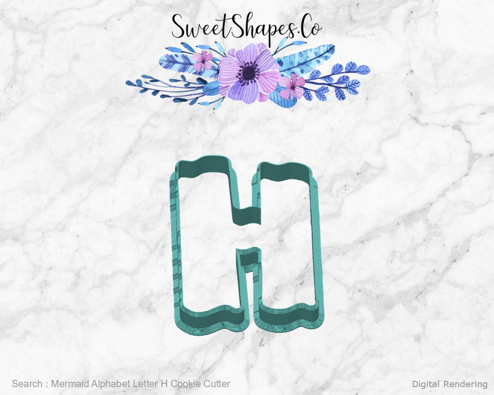Mermaid Alphabet Letter H Cookie Cutter — back view