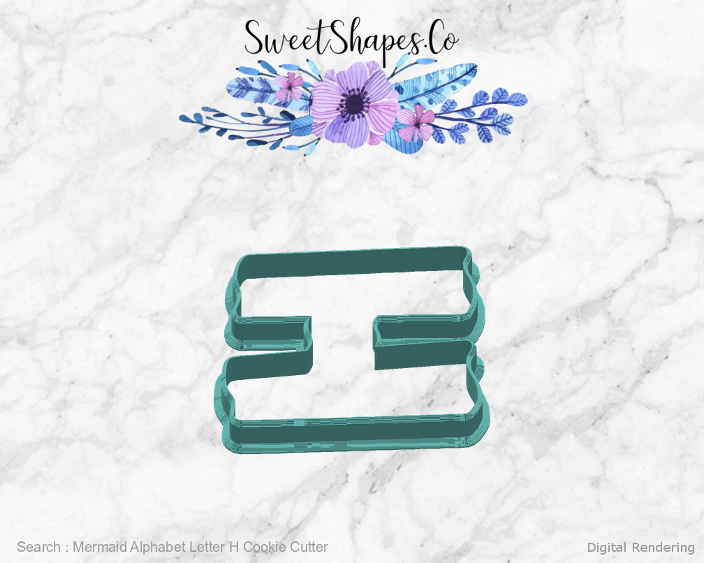 Mermaid Alphabet Letter H Cookie Cutter — right view