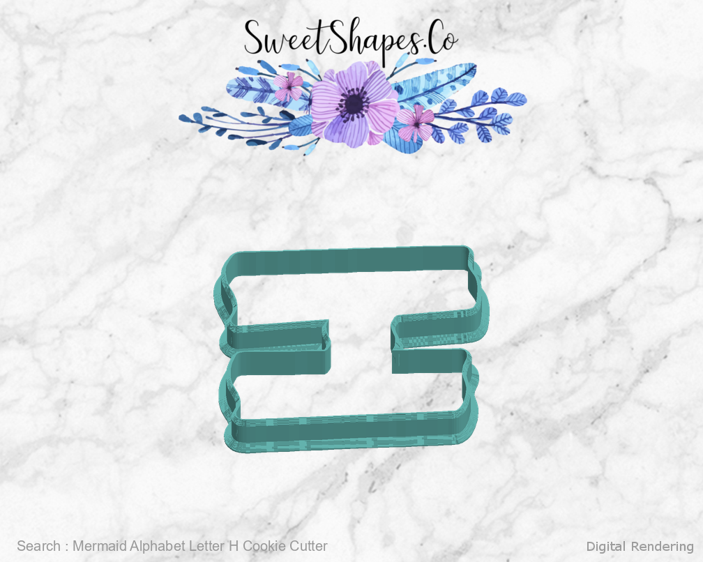 Mermaid Alphabet Letter H Cookie Cutter — left view