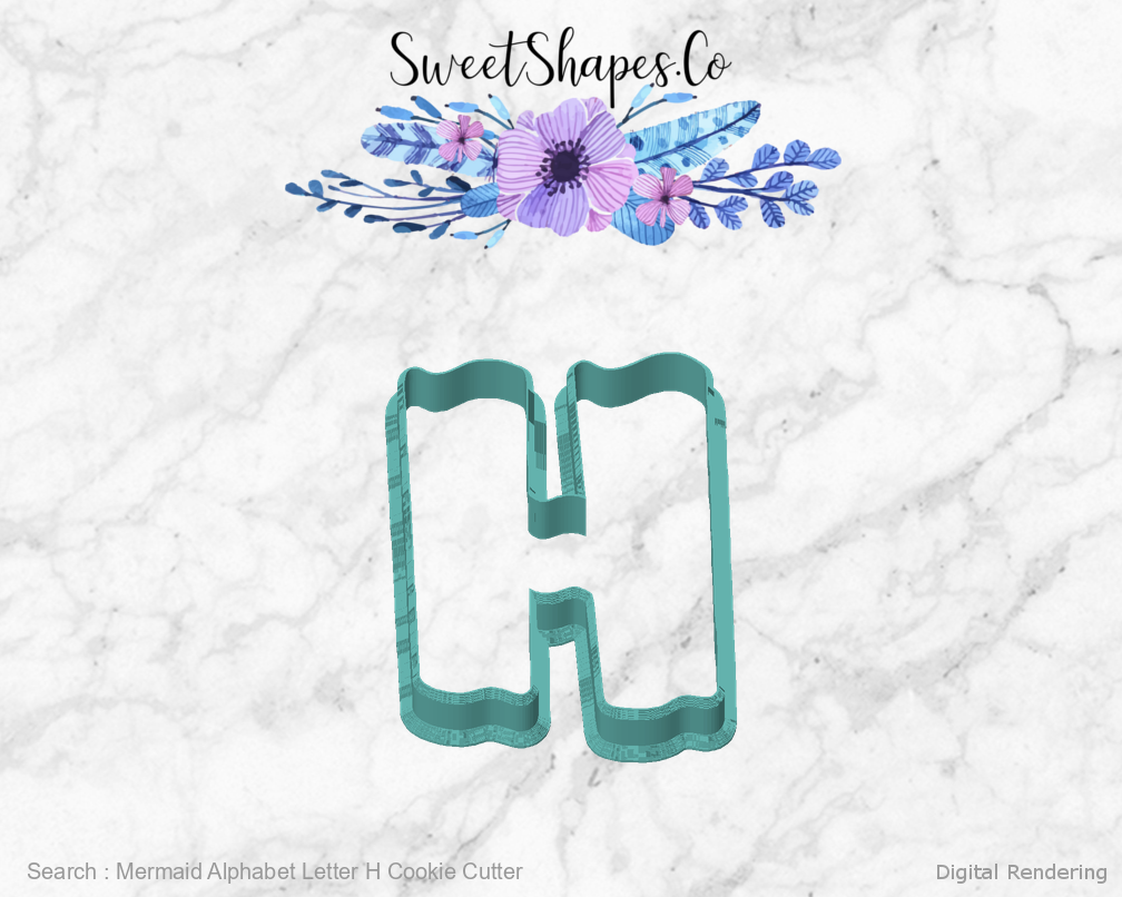 Mermaid Alphabet Letter H Cookie Cutter — front view