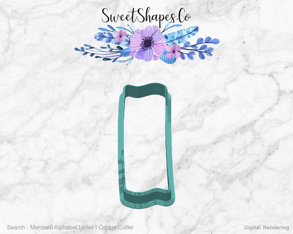 Mermaid Alphabet Letter I Cookie Cutter — back view