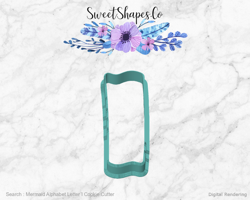 Mermaid Alphabet Letter I Cookie Cutter — front view