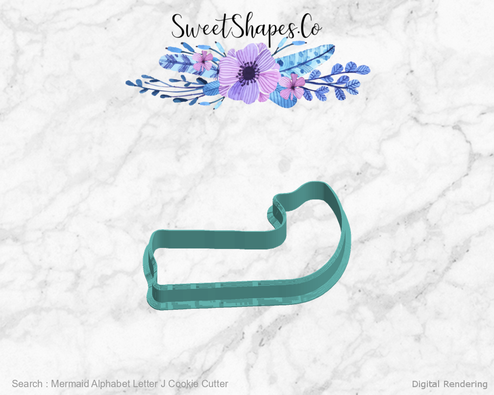 Mermaid Alphabet Letter J Cookie Cutter — left view