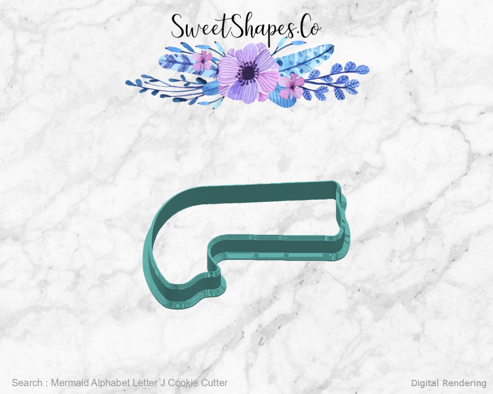 Mermaid Alphabet Letter J Cookie Cutter — right view