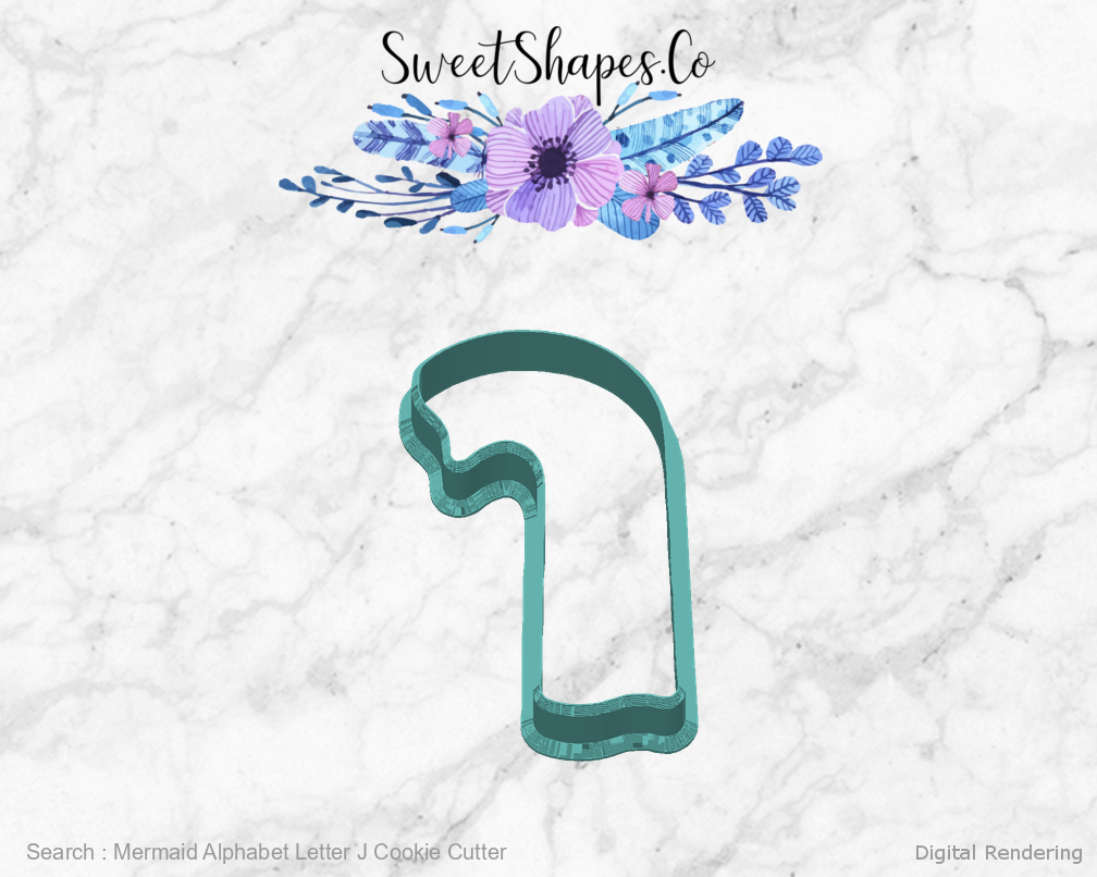 Mermaid Alphabet Letter J Cookie Cutter — back view
