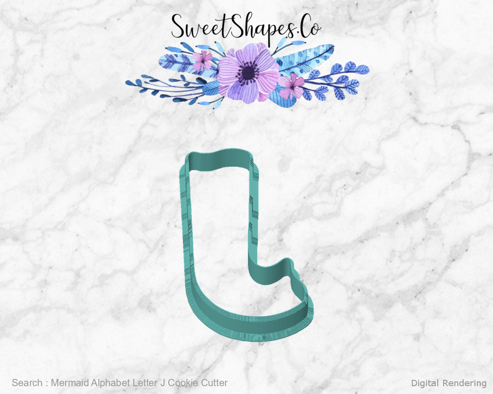 Mermaid Alphabet Letter J Cookie Cutter — front view