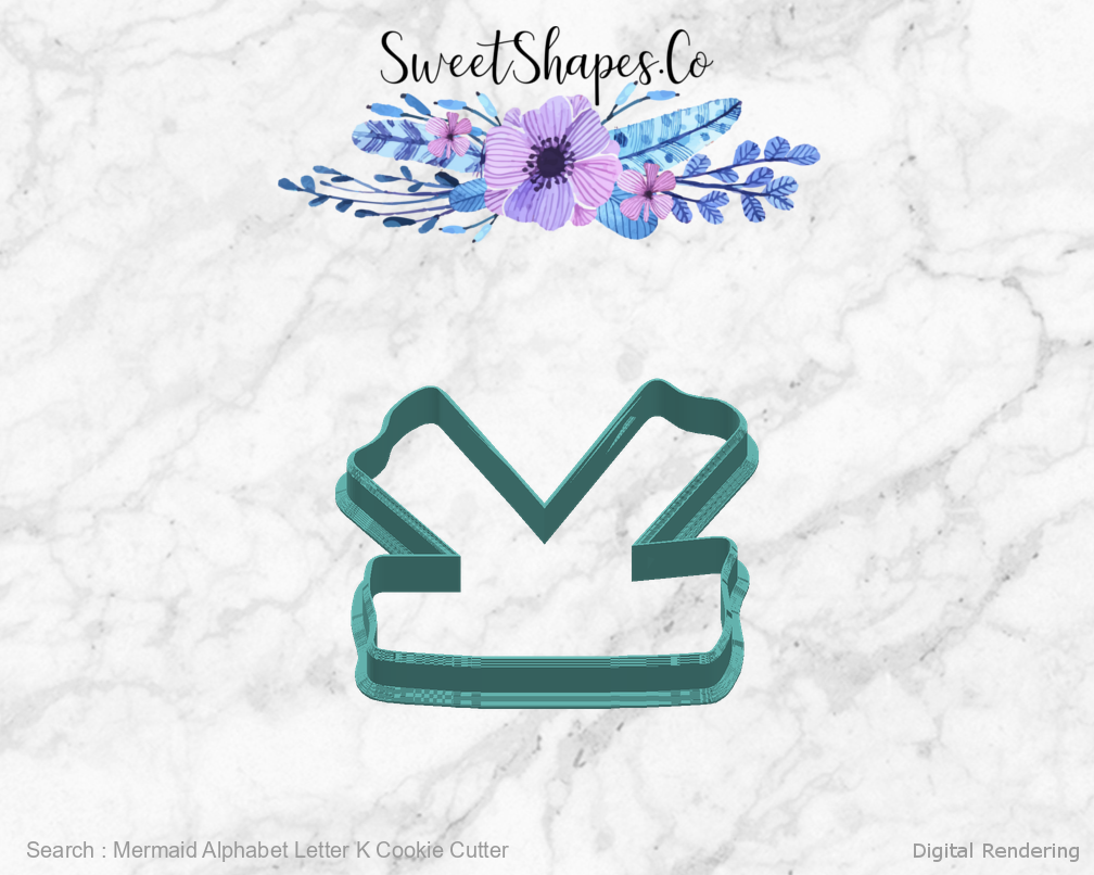 Mermaid Alphabet Letter K Cookie Cutter — right view