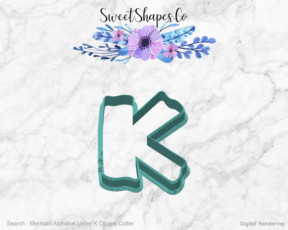 Mermaid Alphabet Letter K Cookie Cutter — back view