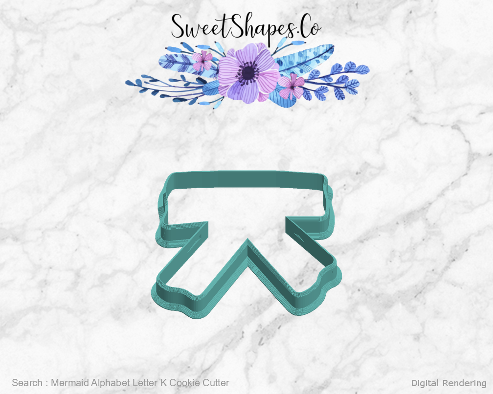 Mermaid Alphabet Letter K Cookie Cutter — left view