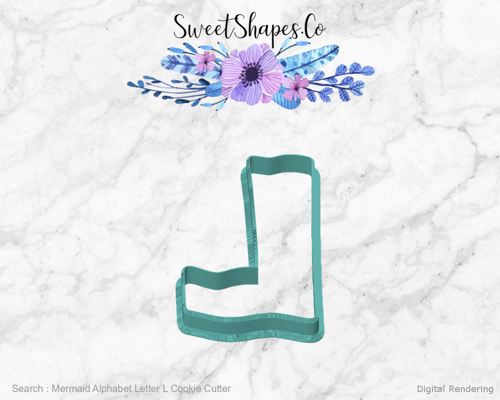 Mermaid Alphabet Letter L Cookie Cutter — front view