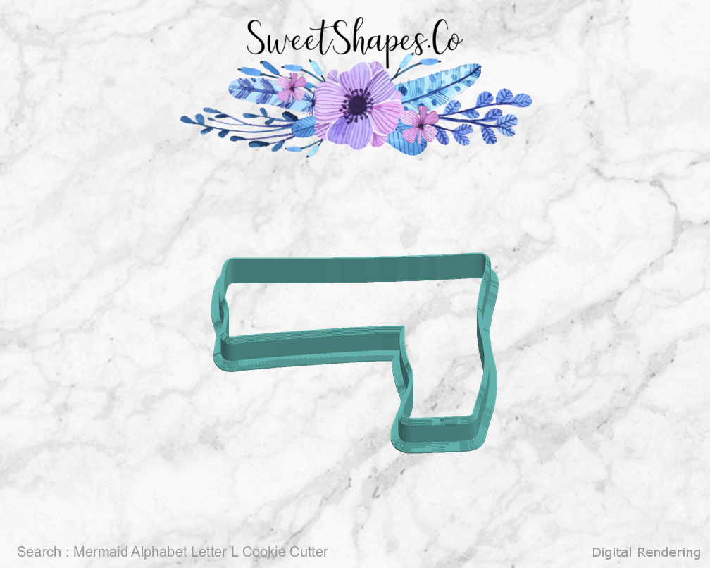 Mermaid Alphabet Letter L Cookie Cutter — left view